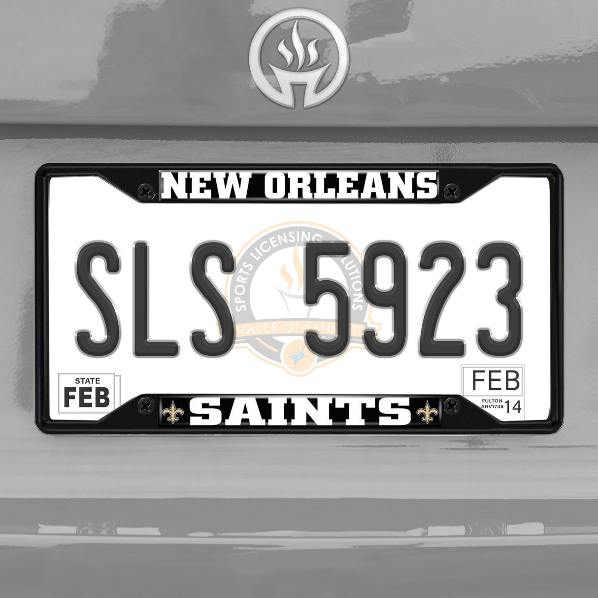 Fanmats New Orleans Saints Metal License Plate Frame Black Finish Fan Gear NFL New Orleans Saints