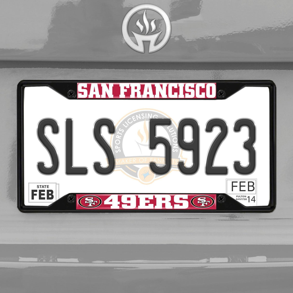 Fanmats San Francisco 49ers Metal License Plate Frame Black Finish Fan Gear NFL San Francisco 49ers