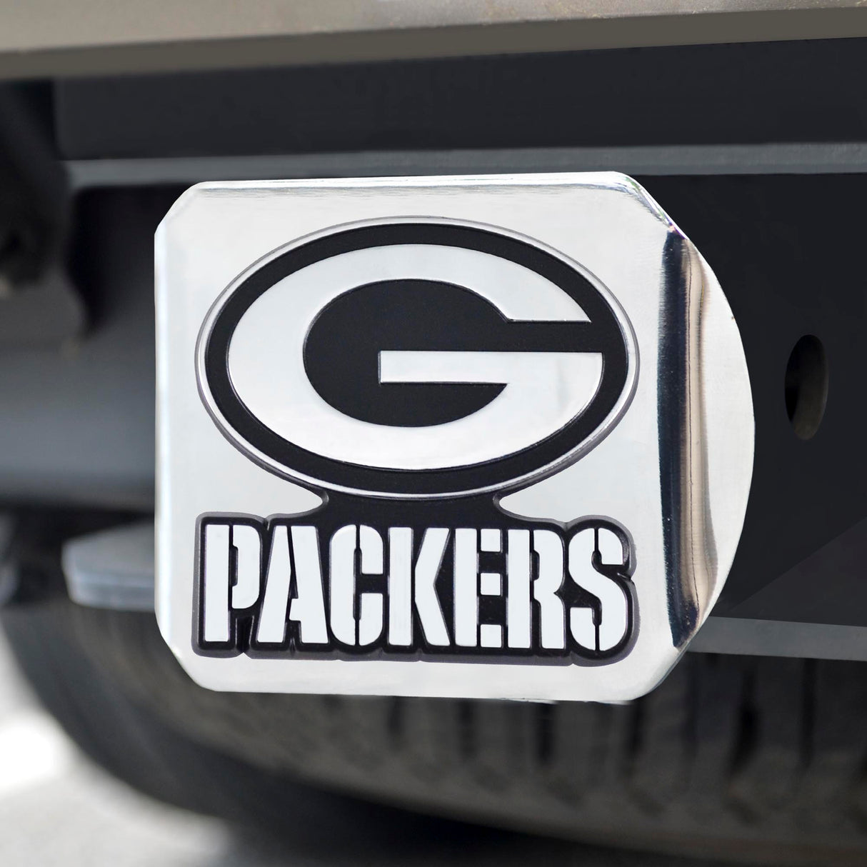 Fanmats Green Bay Packers Chrome Metal Hitch Cover with Chrome Metal 3D Emblem