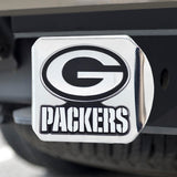 Fanmats Green Bay Packers Chrome Metal Hitch Cover with Chrome Metal 3D Emblem