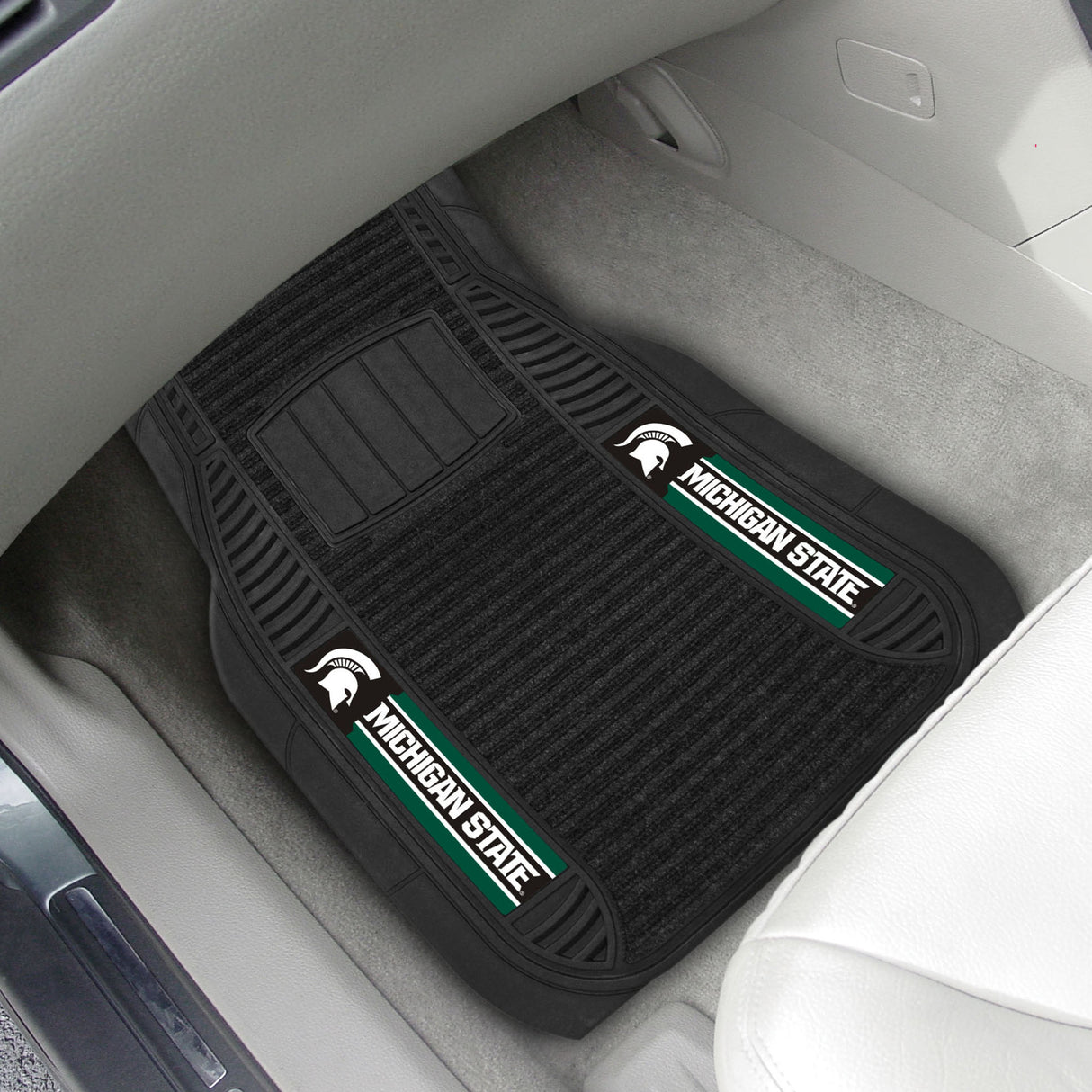 Fanmats Michigan State Spartans 2 Piece Deluxe Car Mat Set Fan Gear NCAA Michigan State Spartans