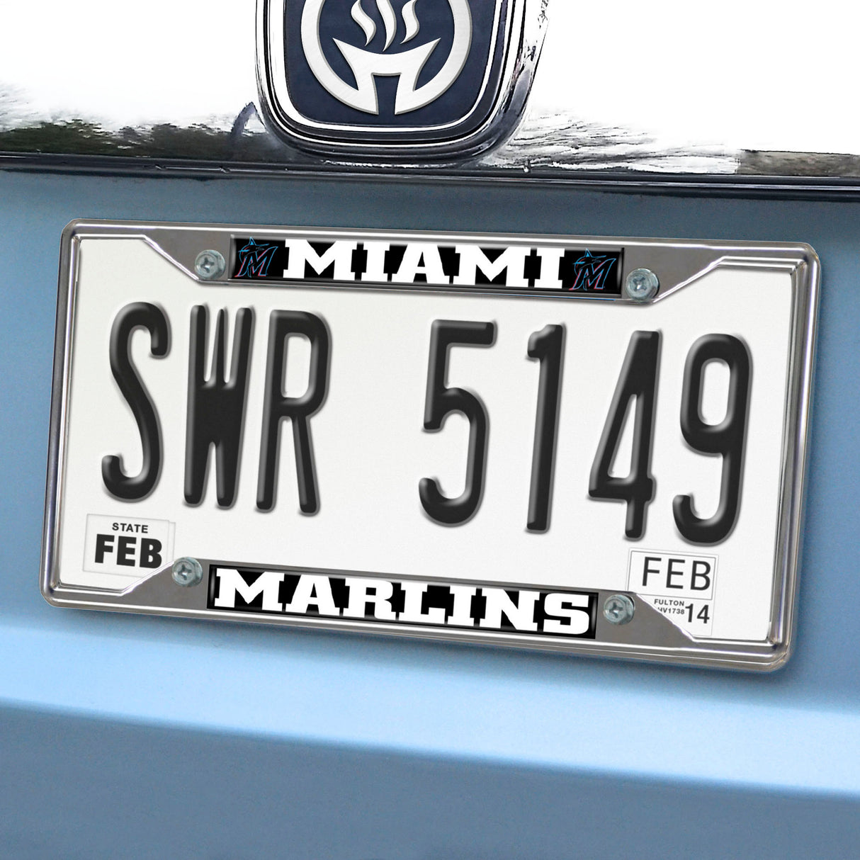Fanmats Miami Marlins Chrome Metal License Plate Frame, 6.25" x 12.25"