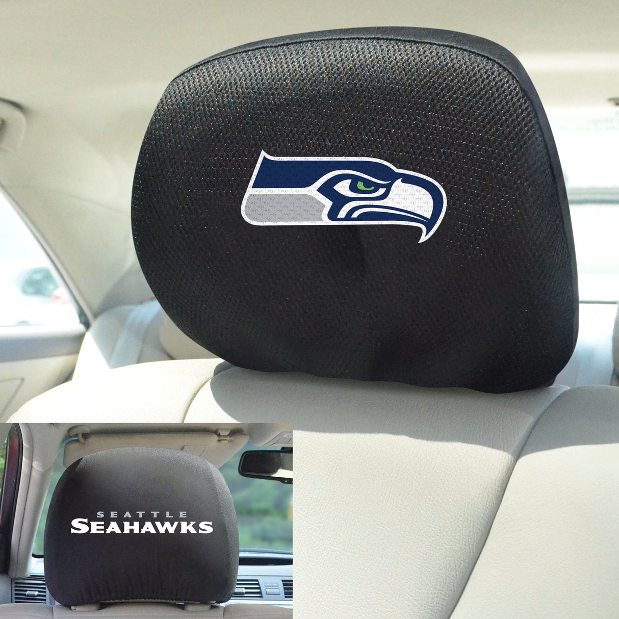 Fanmats Seattle Seahawks Embroidered Head Rest Cover Set - 2 Pieces