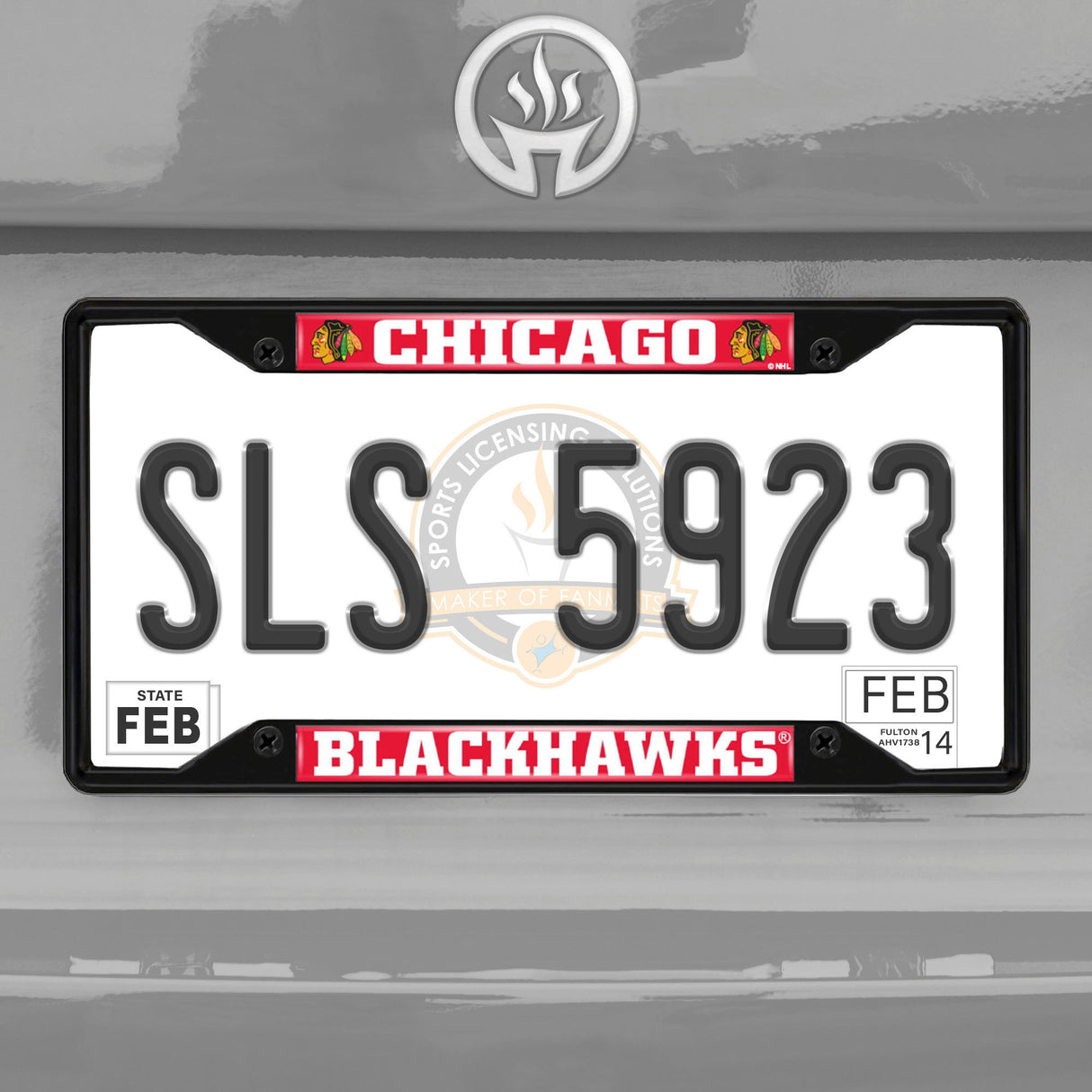 Fanmats Chicago Blackhawks Metal License Plate Frame Black Finish