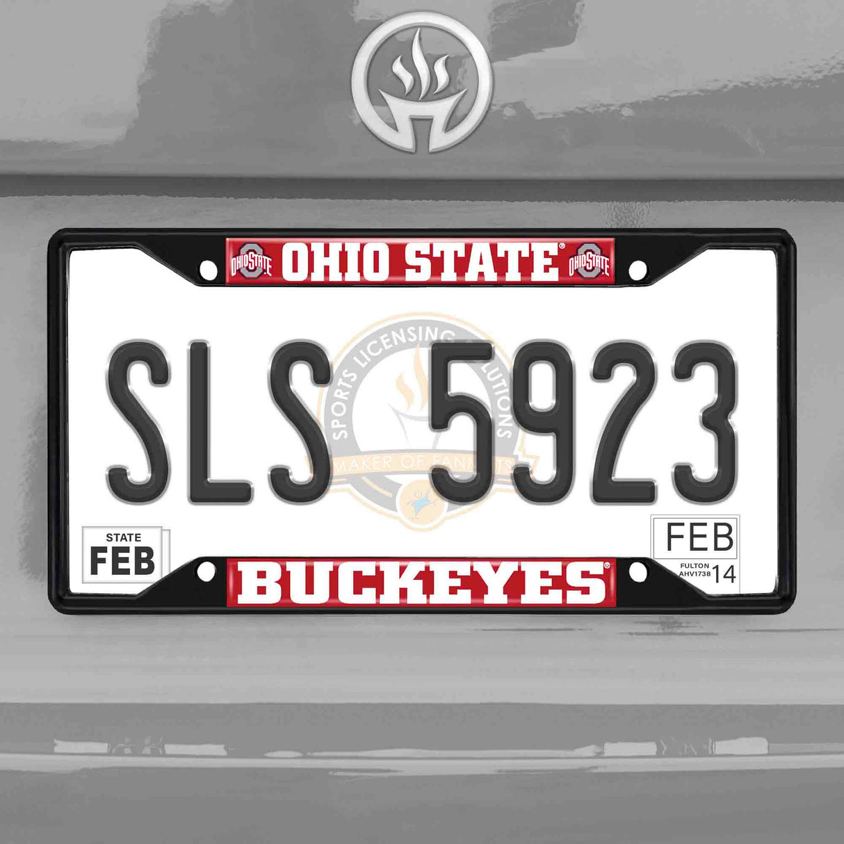 Fanmats Ohio State Buckeyes Metal License Plate Frame Black Finish