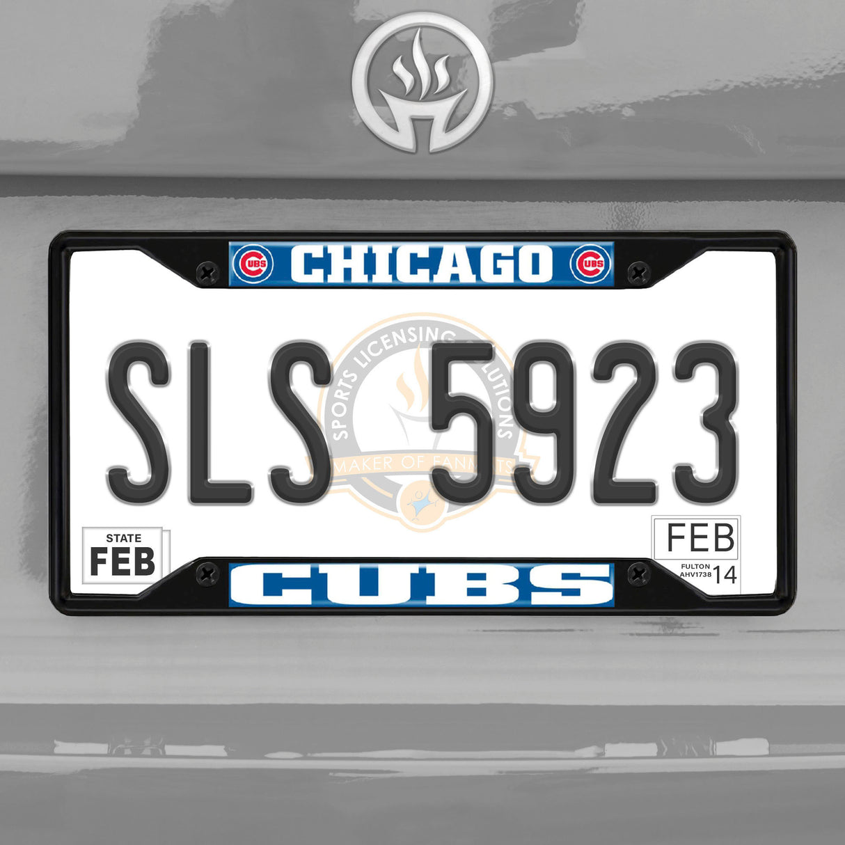 Fanmats Chicago Cubs Metal License Plate Frame Black Finish