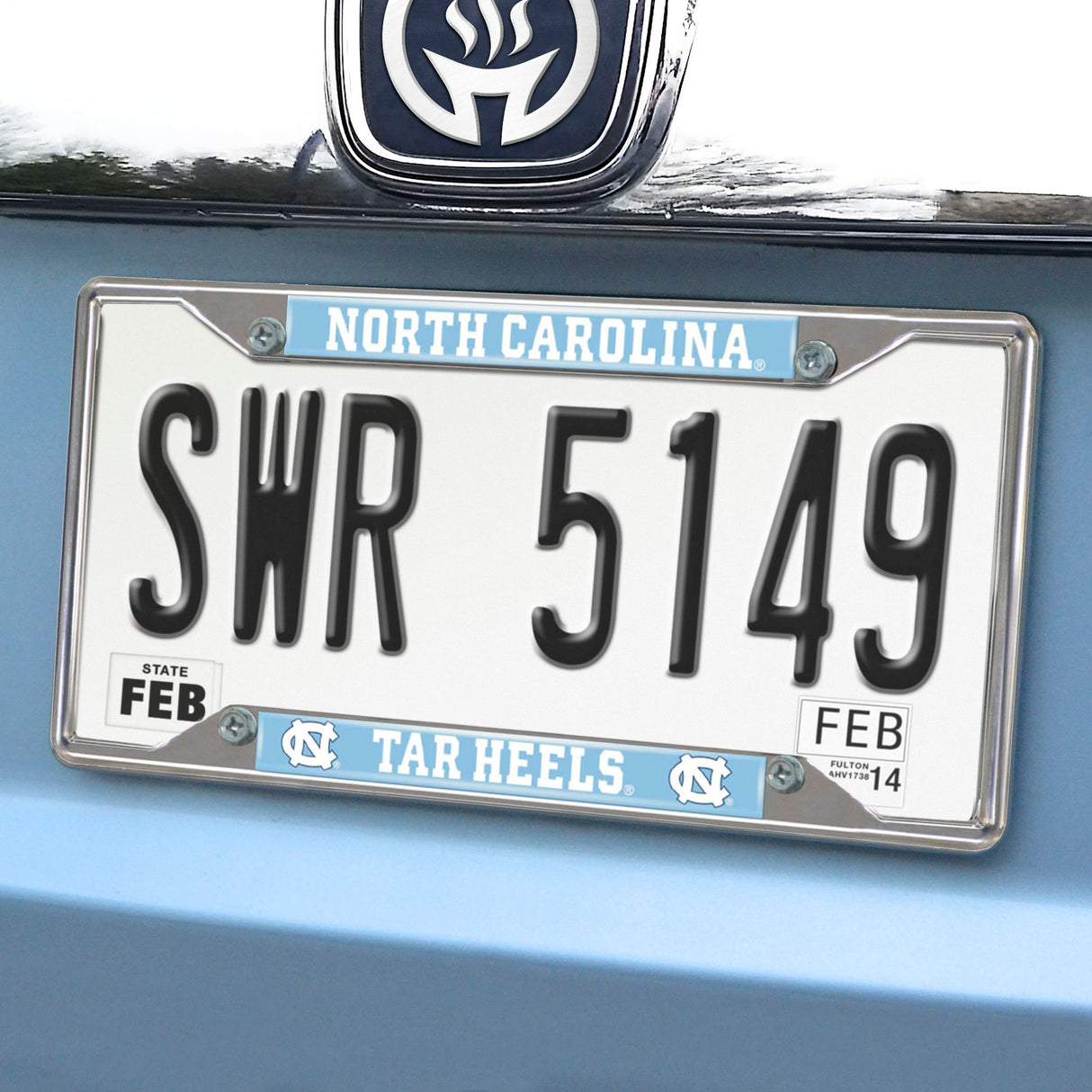 Fanmats North Carolina Tar Heels Chrome Metal License Plate Frame, 6.25" x 12.25"
