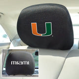 Fanmats Miami Hurricanes Embroidered Head Rest Cover Set - 2 Pieces