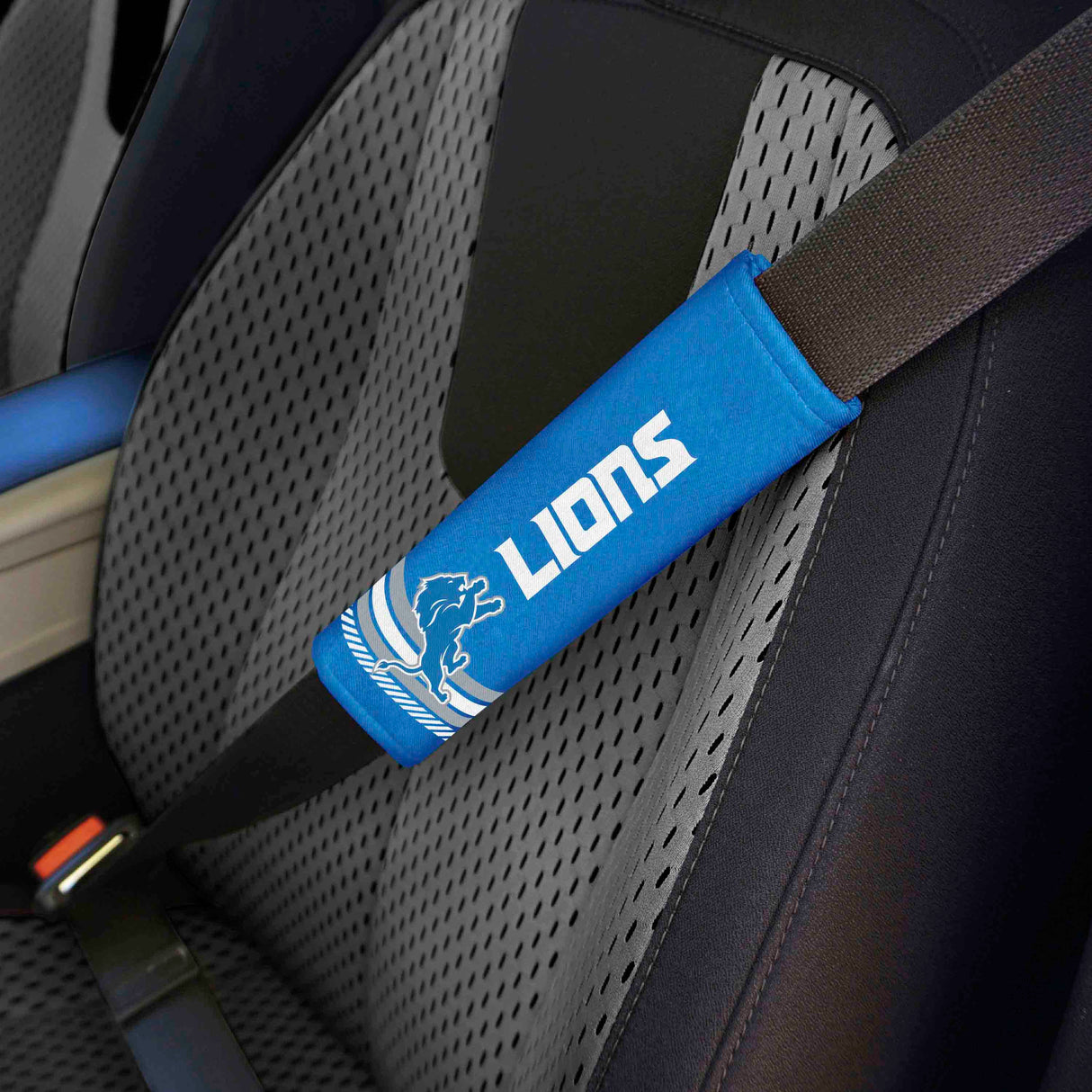 Fanmats Detroit Lions Team Color Rally Seatbelt Pad - 2 Pieces Fan Gear NFL Detroit Lions