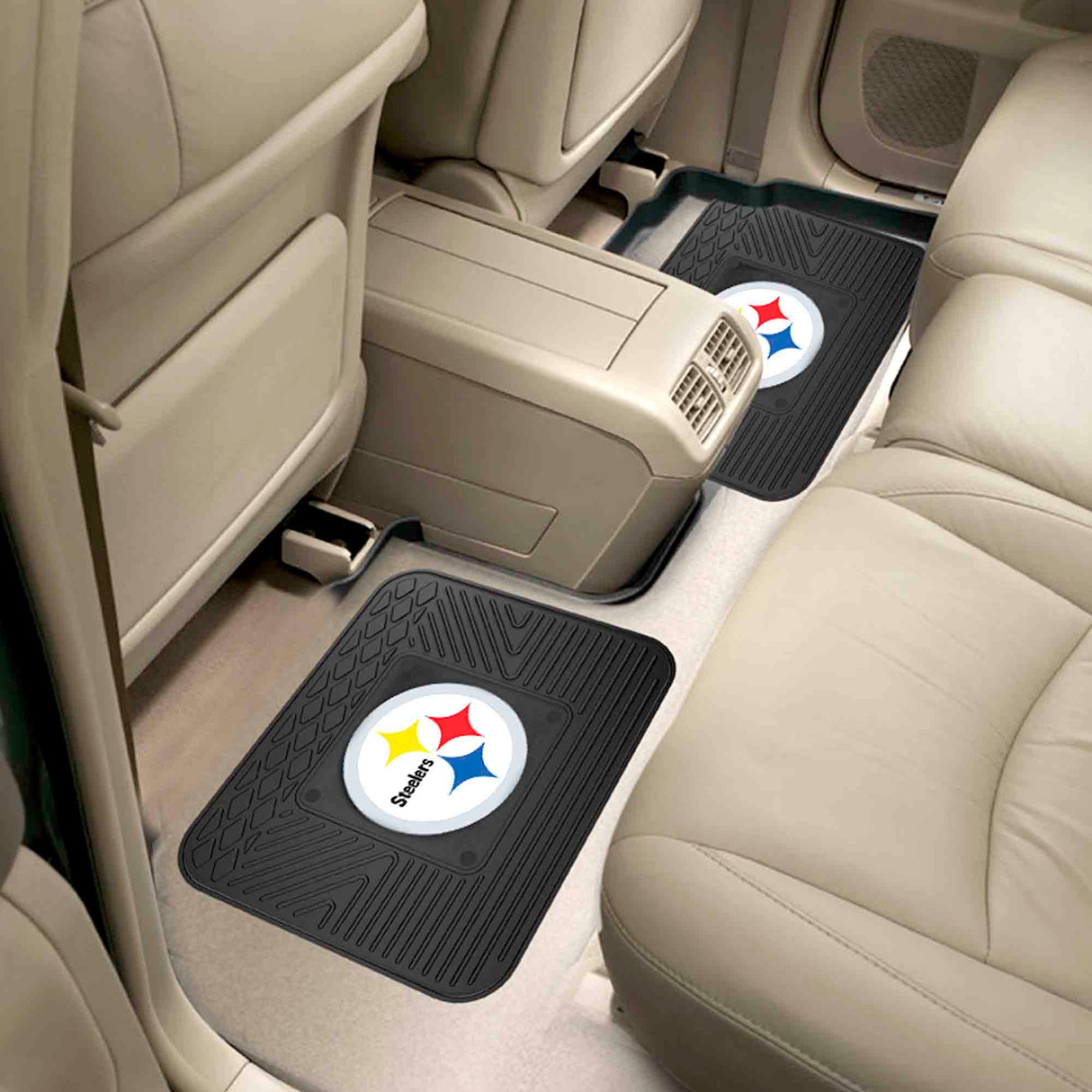 Fanmats Pittsburgh Steelers Back Seat Car Utility Mats - 2 Piece Set Fan Gear NFL Pittsburgh Steelers