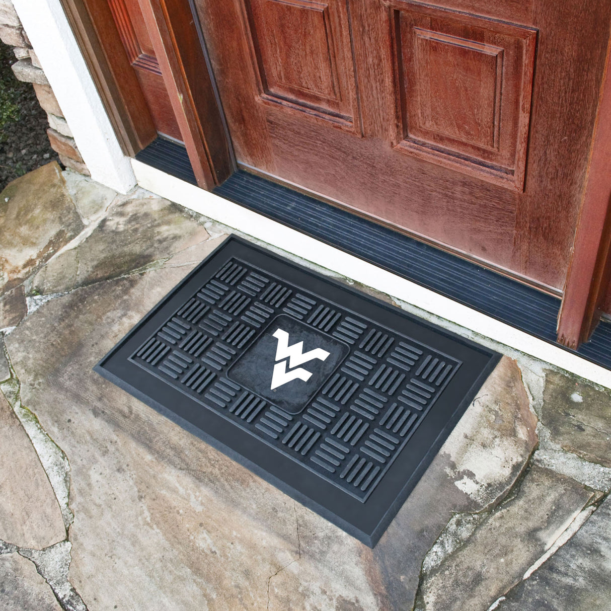 Fanmats West Virginia Mountaineers Heavy Duty Vinyl Medallion Door Mat - 19.5" x 31" Fan Gear NCAA West Virginia Mountaineers