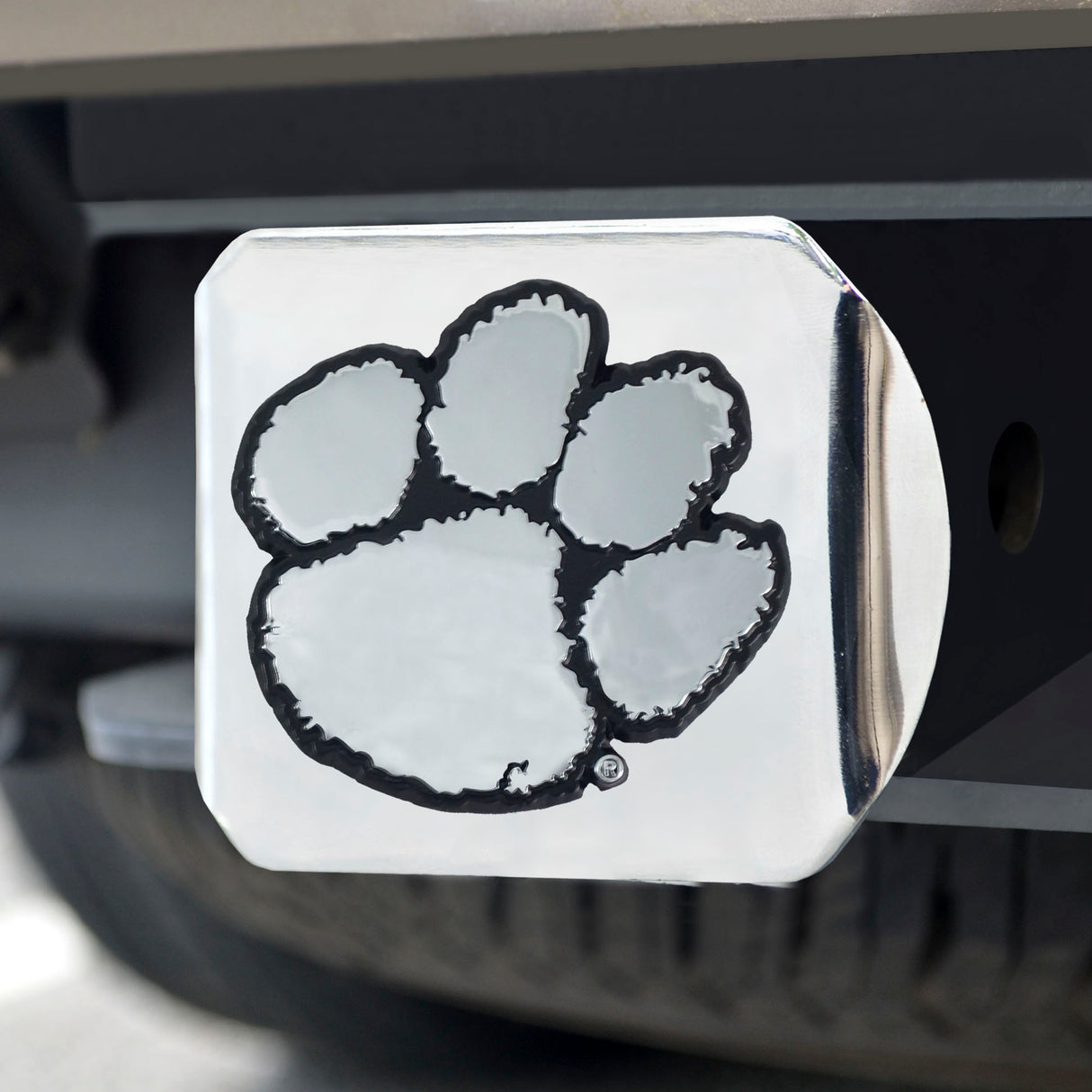 Fanmats Clemson Tigers Chrome Metal Hitch Cover with Chrome Metal 3D Emblem Fan Gear NCAA Clemson Tigers