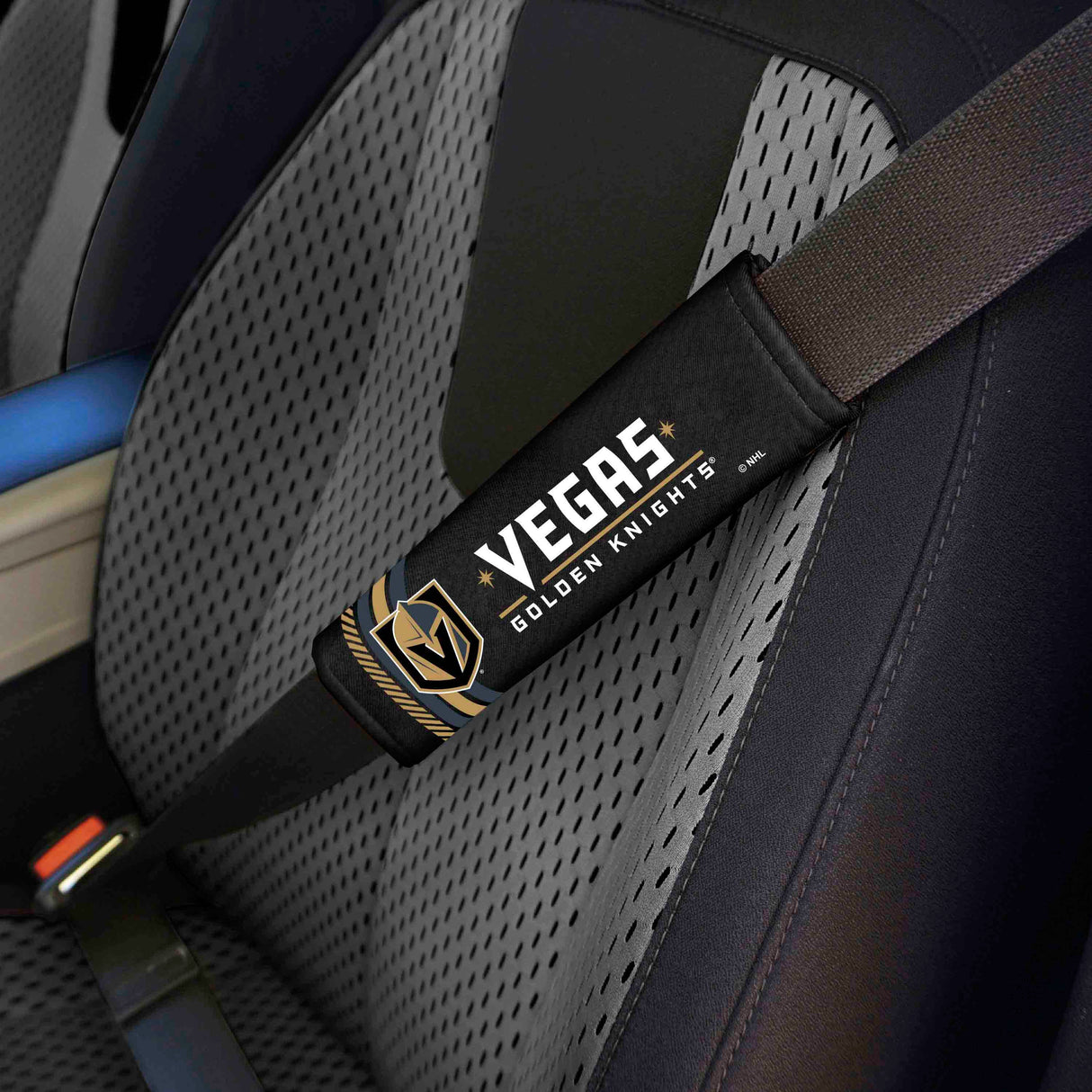Fanmats Vegas Golden Knights Team Color Rally Seatbelt Pad - 2 Pieces Fan Gear NHL Vegas Golden Knights