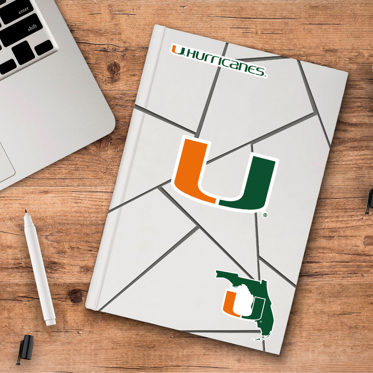 Fanmats Miami Hurricanes 3 Piece Decal Sticker Set Fan Gear NCAA Miami Hurricanes