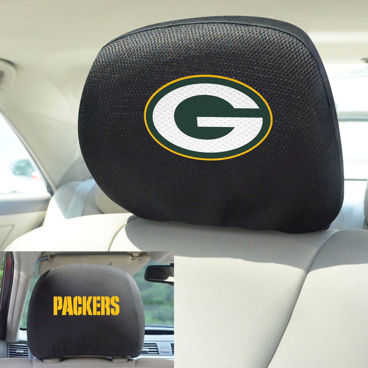 Fanmats Green Bay Packers Embroidered Head Rest Cover Set - 2 Pieces