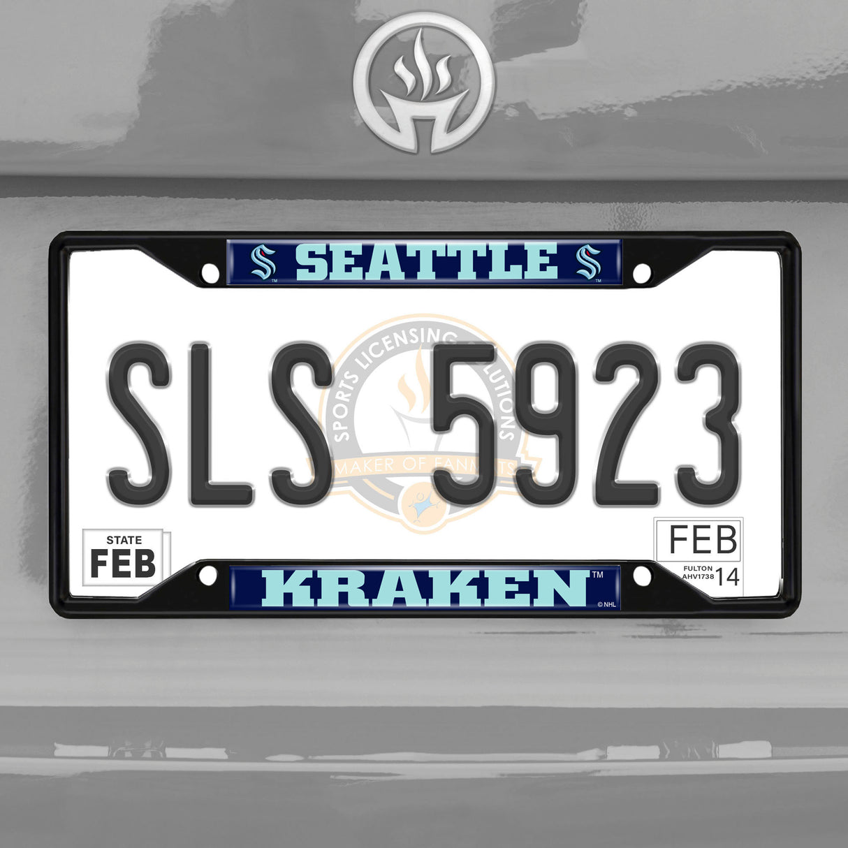 Fanmats Seattle Kraken Metal License Plate Frame Black Finish Fan Gear NHL Seattle Kraken