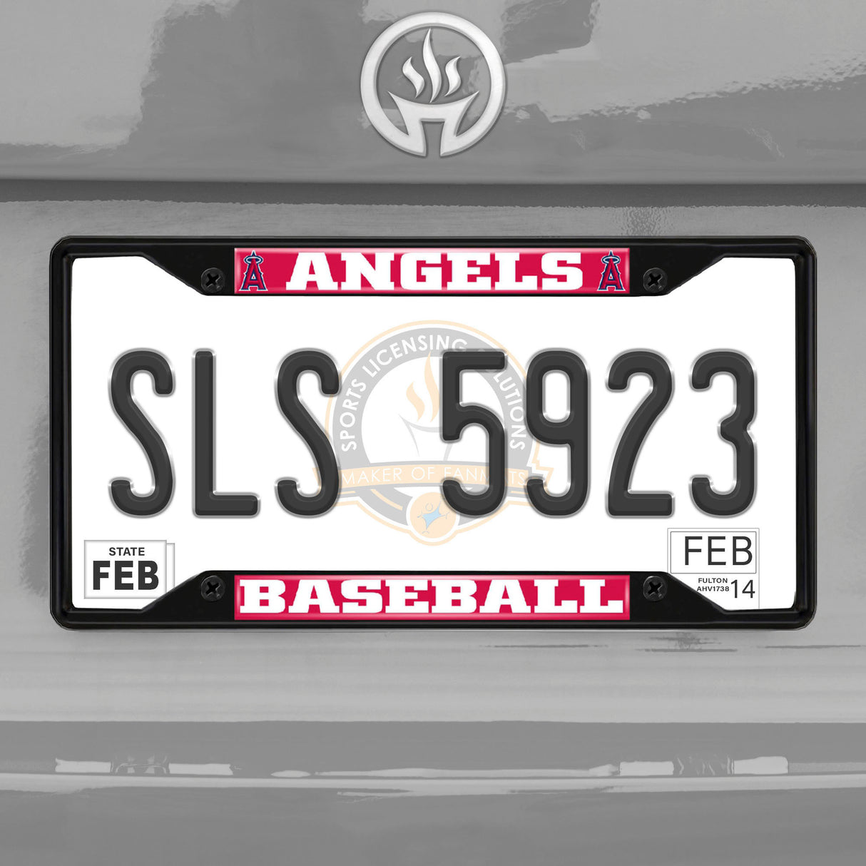 Fanmats Los Angeles Angels Metal License Plate Frame Black Finish Fan Gear MLB Los Angeles Angels