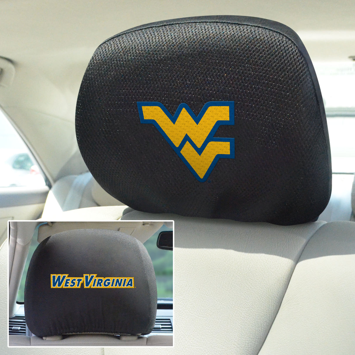 Fanmats West Virginia Mountaineers Embroidered Head Rest Cover Set - 2 Pieces