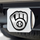 Fanmats Milwaukee Brewers Chrome Metal Hitch Cover with Chrome Metal 3D Emblem