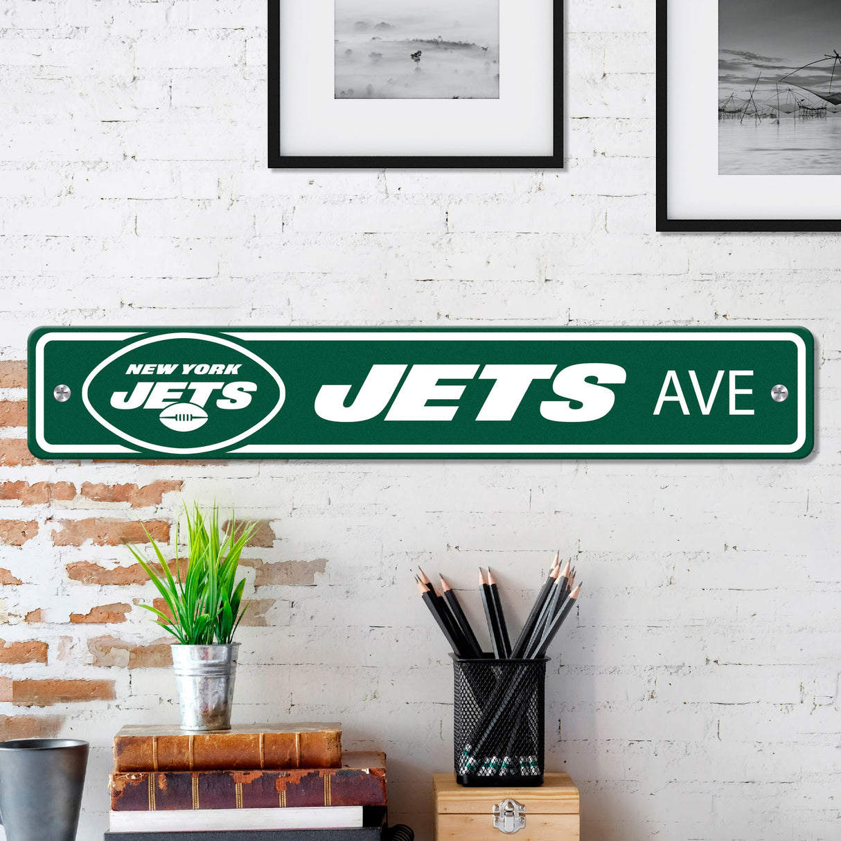 Fanmats New York Jets Team Color Street Sign 4" X 24" Lightweight