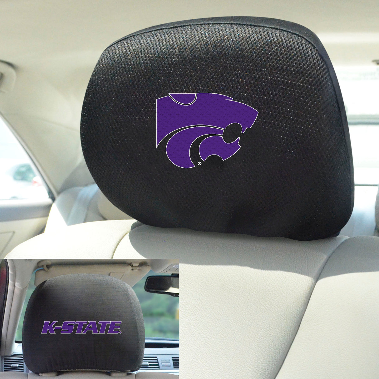 Fanmats Kansas State Wildcats Embroidered Head Rest Cover Set - 2 Pieces Fan Gear NCAA Kansas State Wildcats