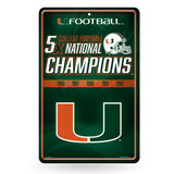 NCAA Miami Hurricanes - The U Large Metal Sign Fan Gear NCAA Miami Hurricanes