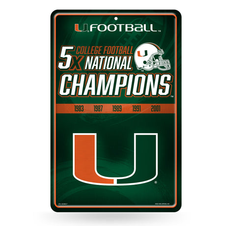 NCAA Miami Hurricanes - The U Large Metal Sign Fan Gear NCAA Miami Hurricanes