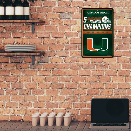 NCAA Miami Hurricanes - The U Large Metal Sign Fan Gear NCAA Miami Hurricanes