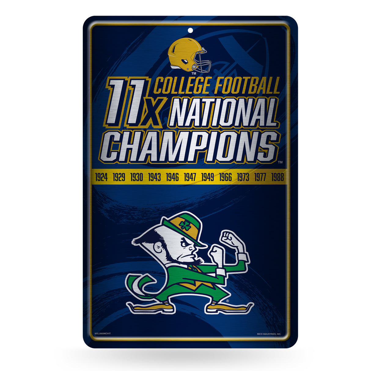 NCAA Notre Dame Fighting Irish - ND Large Metal Sign Fan Gear NCAA Notre Dame Fighting Irish