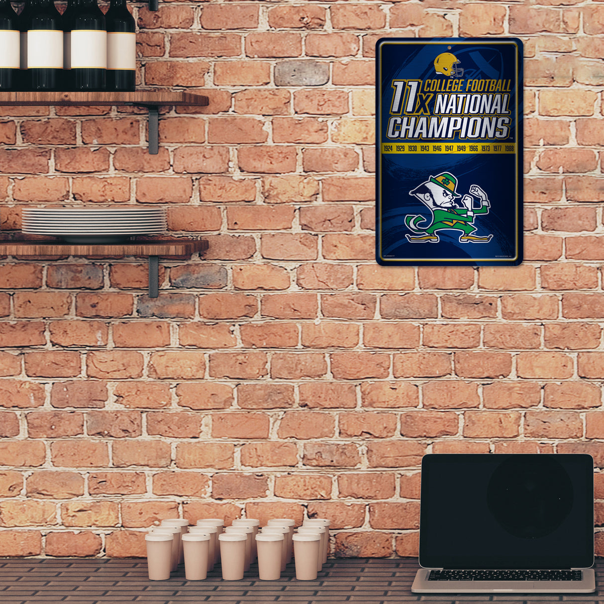 NCAA Notre Dame Fighting Irish - ND Large Metal Sign Fan Gear NCAA Notre Dame Fighting Irish