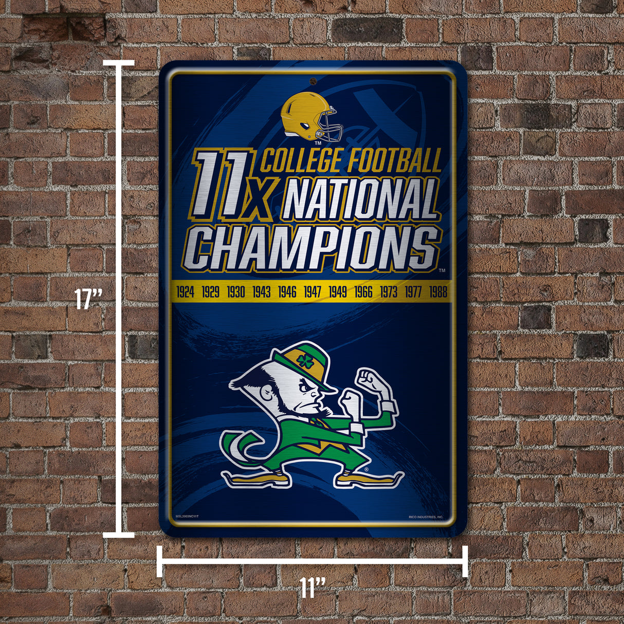 NCAA Notre Dame Fighting Irish - ND Large Metal Sign Fan Gear NCAA Notre Dame Fighting Irish
