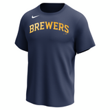 Nike Milwaukee Brewers Men's Crew Neck Synthetic City Connect Tee Fan Gear MLB Milwaukee Brewers