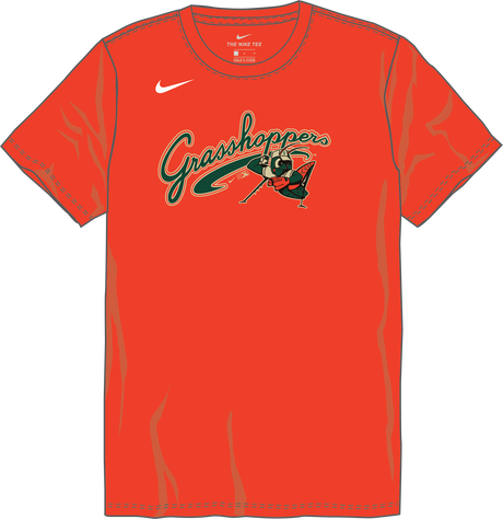 Nike Greensboro Grasshoppers Youth Institutional Short Sleeve Cotton Tee Fan Gear MiLB Greensboro Grasshoppers