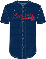 Nike Atlanta Braves Youth Institutional Full Button Jersey Fan Gear MLB Atlanta Braves
