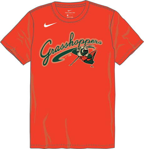 Nike Greensboro Grasshoppers Adult Institiutional Short Sleeve Cotton Tee Fan Gear MiLB Greensboro Grasshoppers