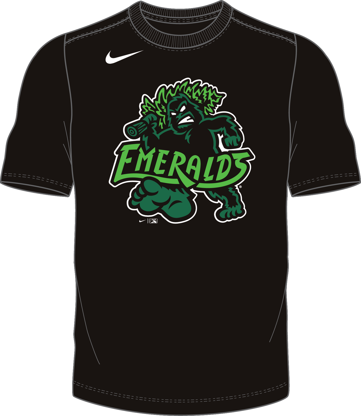 Nike Eugene Emeralds Adult Institiutional Short Sleeve Cotton Tee Fan Gear MiLB Eugene Emeralds