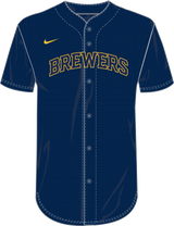 Nike Milwaukee Brewers Youth Institutional Full Button Jersey Fan Gear MLB Milwaukee Brewers