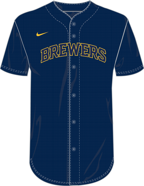 Nike Milwaukee Brewers Youth Institutional Full Button Jersey Fan Gear MLB Milwaukee Brewers
