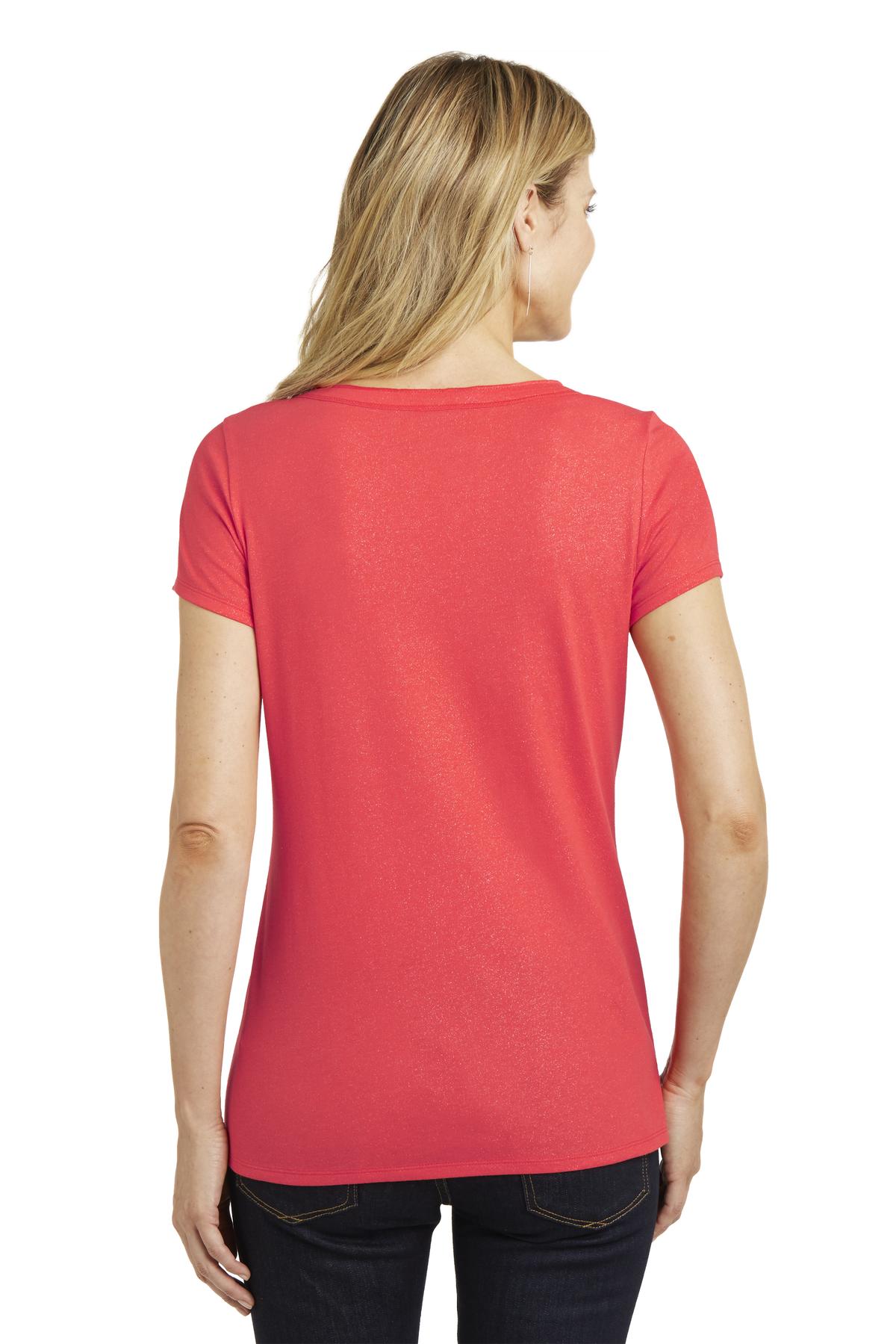 District Made Ladies Shimmer V-Neck Tee. DM456 District