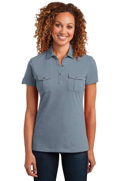 District Made Women's Double Pocket Polo. DM433