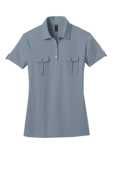 District Made Women's Double Pocket Polo. DM433