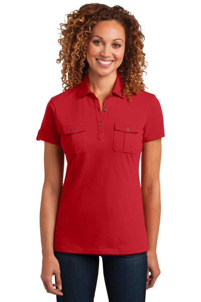 District Made Women's Double Pocket Polo. DM433