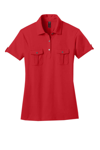District Made Women's Double Pocket Polo. DM433