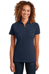District Made Women's Double Pocket Polo. DM433 District
