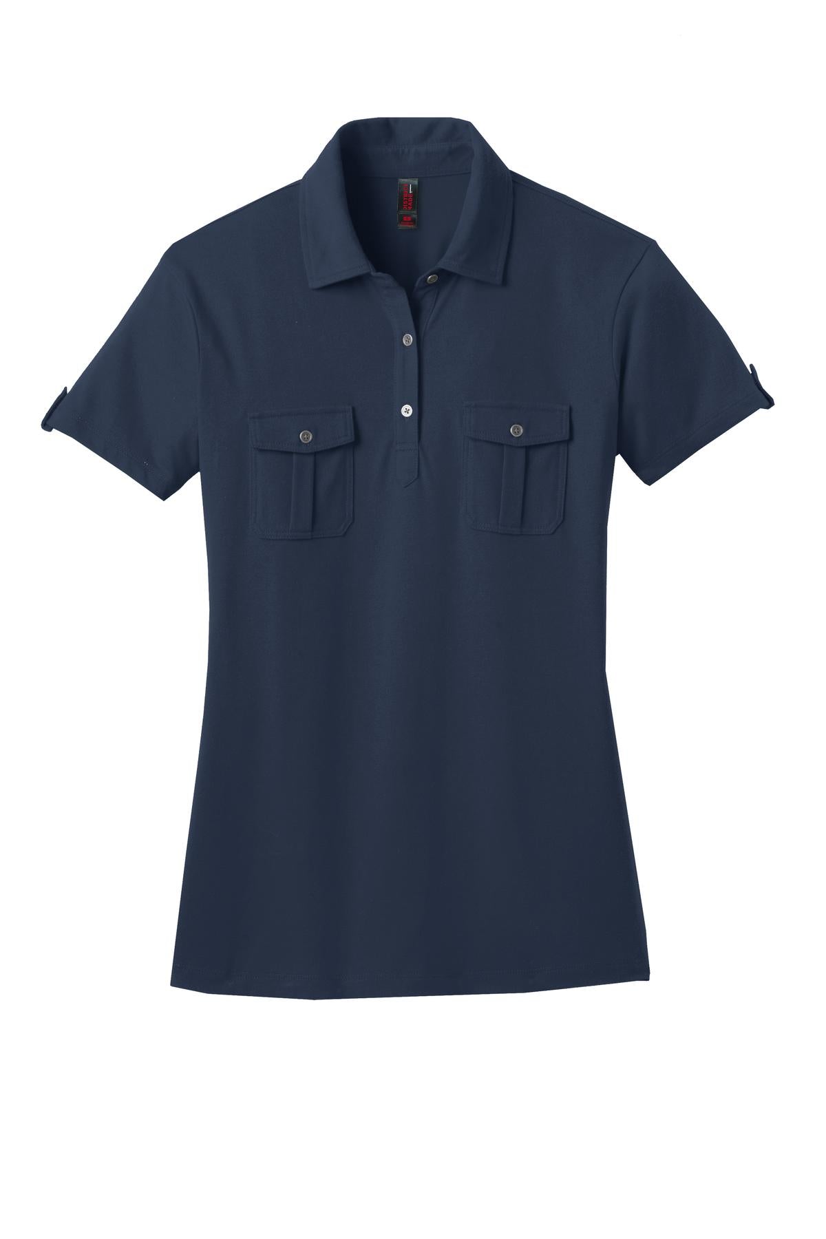 District Made Women's Double Pocket Polo. DM433 District