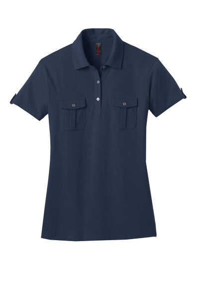 District Made Women's Double Pocket Polo. DM433