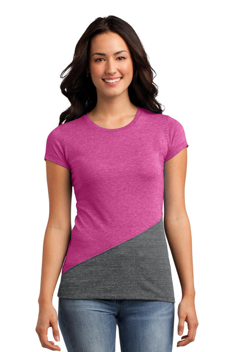 District Juniors Tri-Blend Pieced Crewneck Tee. DT243 District