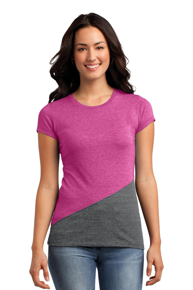 District Juniors Tri-Blend Pieced Crewneck Tee. DT243