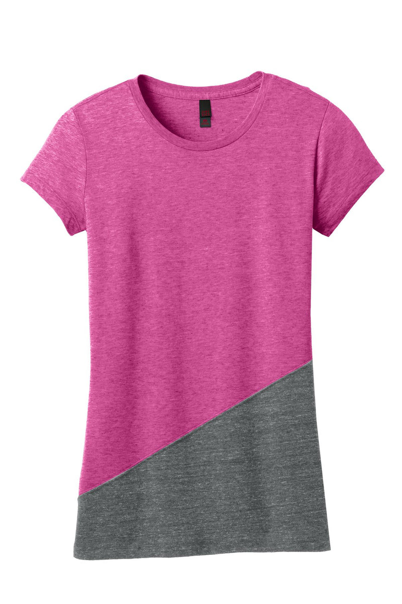 District Juniors Tri-Blend Pieced Crewneck Tee. DT243