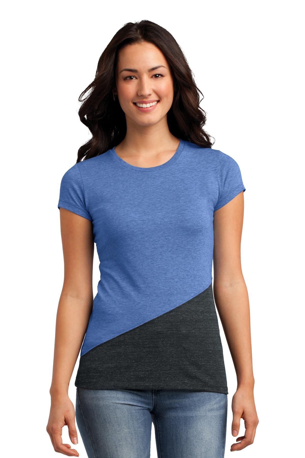 District Juniors Tri-Blend Pieced Crewneck Tee. DT243 District